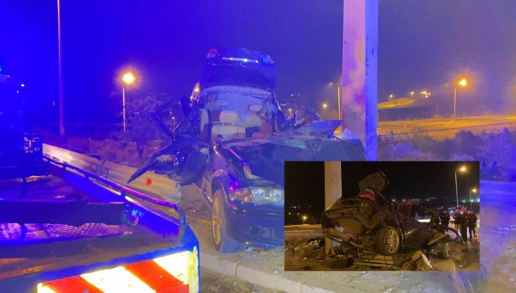 Ankara’da katliam üzere kaza; tabelası direğine çarpan arabadaki 4 kişi öldü, 1 kişi yaralandı