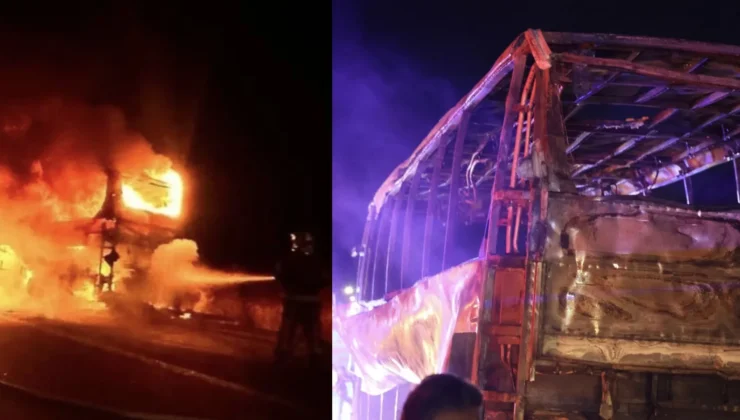 Denizli’de bariyerlere çarpan yolcu otobüsü alev aldı: Biri bebek 8 meyyit, 33 yaralı!
